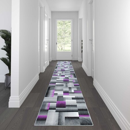 Flash Furniture Purple 3' x 16' Modern Color Blocked Area Rug ACD-RGTRZ861-316-PU-GG